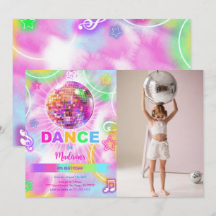 Dance Disco Party Neon Glow Photo  Invitation