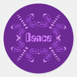 Dance, dragonflies in purple & pink classic round sticker