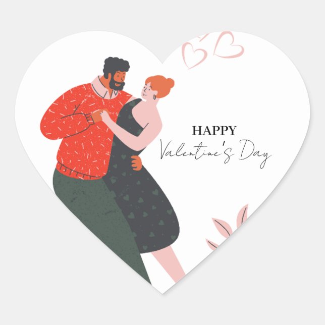 Dance Figure Valentine's Day Heart Sticker (Front)