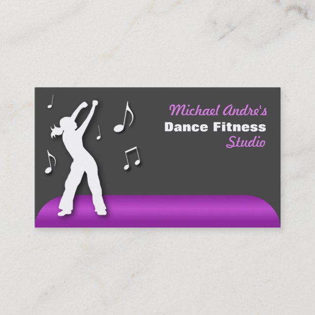 Dance Fitness Purple Business Cards (Front)