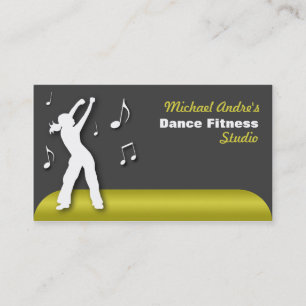 Dance Fitness Yellow Business Cards
