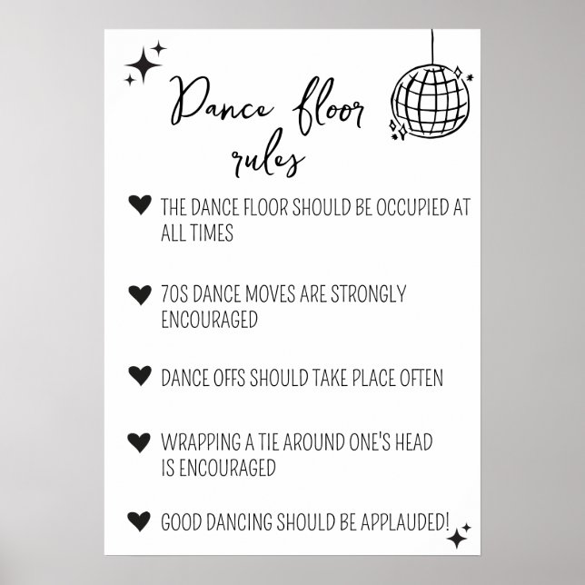 Dance Floor Rules sign | Funny wedding decor (Front)