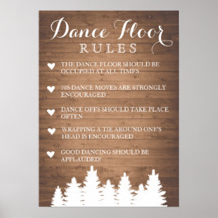 Dance Floor Rules wedding Pine tree fun sign