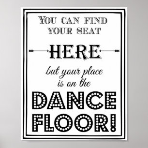 Dance floor seating plan wedding or party sign
