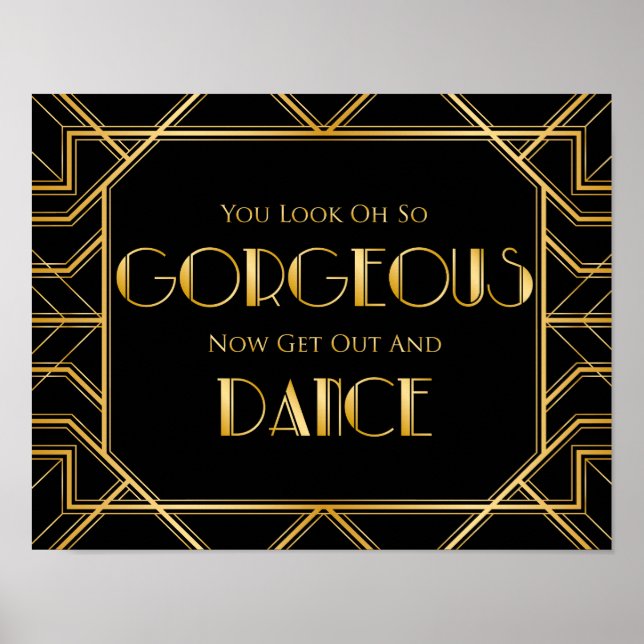 Dance Floor Wedding Sign | Gatsby Art Deco (Front)
