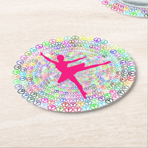Dance for Peace Round Paper Coaster