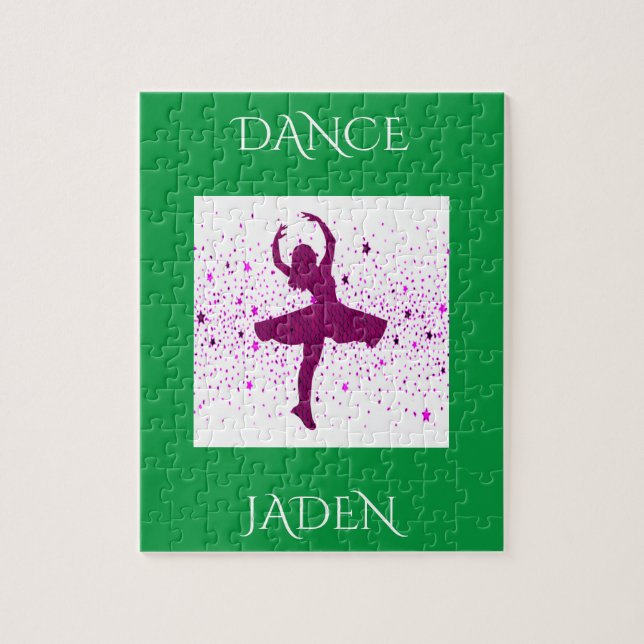 DANCE girls puzzle with personalised name. (Vertical)