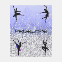 Dance Girls Sparkly Ballerina Blanket w/ her name