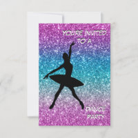 Dance Glitter Ombre Birthday Party Invitation