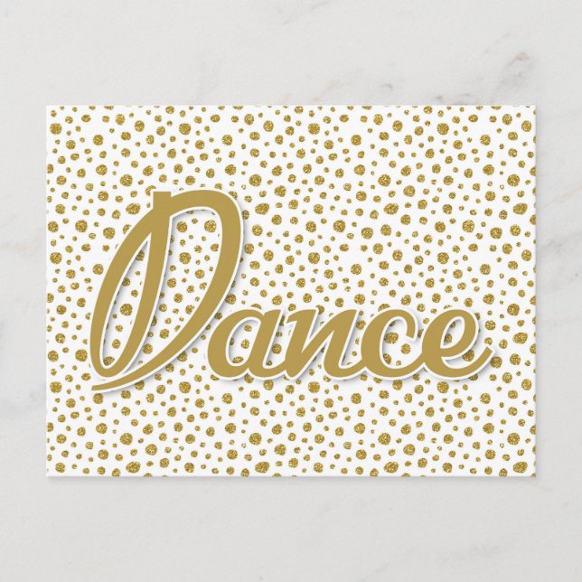 Dance Gold Dots - Gold White Dancing Postcard (Front)