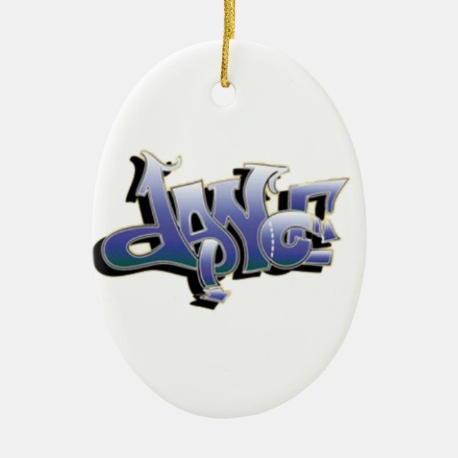 Dance Graffiti Ceramic Tree Decoration (Front)