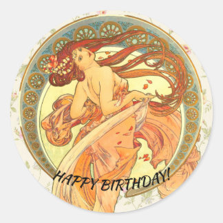 Dance, Happy Birthday Classic Round Sticker