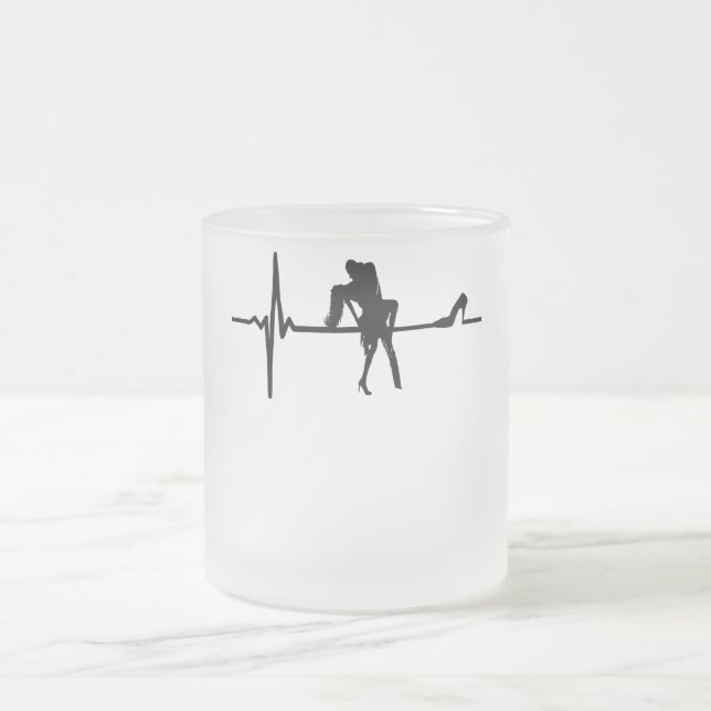 Dance Heart Beat with Stiletto She Frosted Glass Coffee Mug (Center)