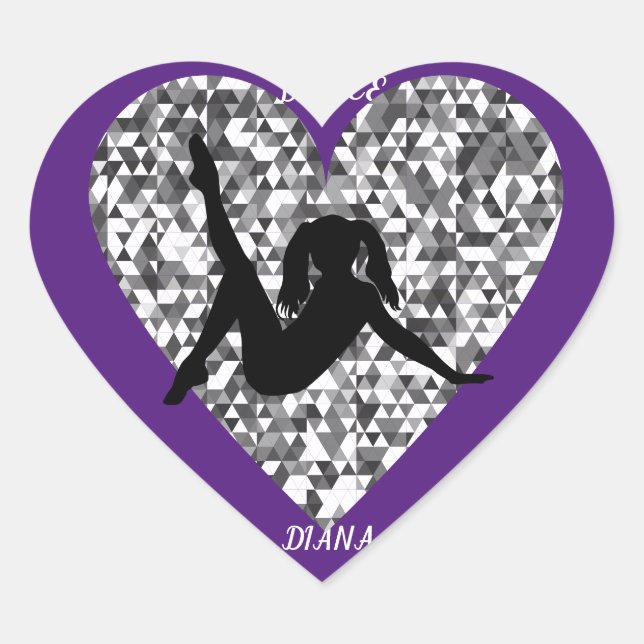 Dance heart stickers personalised. (Front)