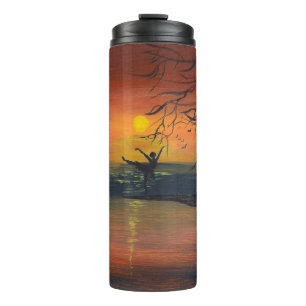 Dance in the Sunset Glow handmade artwork Thermal Tumbler