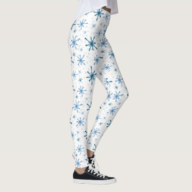 Dance in Winter's Elegance: Women's Snowflake Leggings (Right)