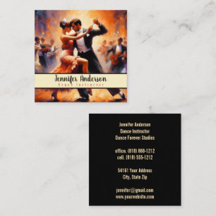 Dance Instructor Couples Dancing Square Business Card