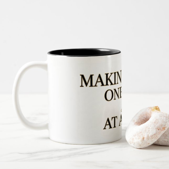 Dance Instructor Making Magic One Step at a Time Two-Tone Coffee Mug (With Donut)