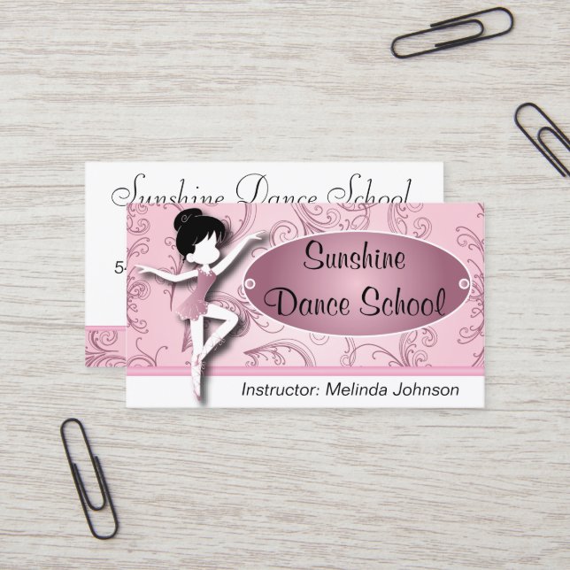 Dance Instructor |  Pink Ballet Dancer | Ballerina Business Card (Front/Back In Situ)