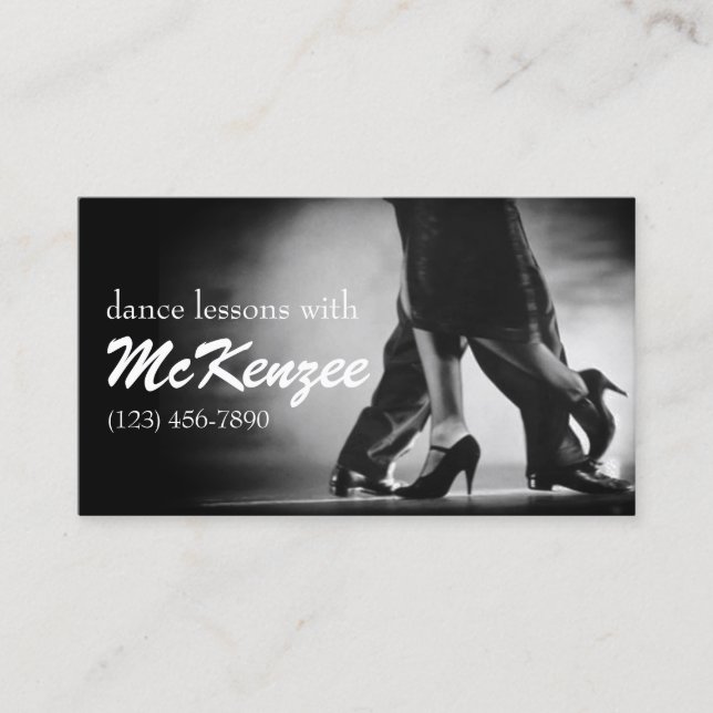 Dance, Instructor, Studio Lessons Business Card (Front)