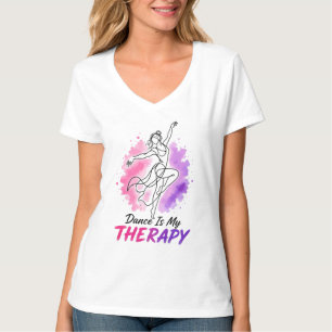 Dance Is My Therapy Dancer Watercolor Design T-Shirt