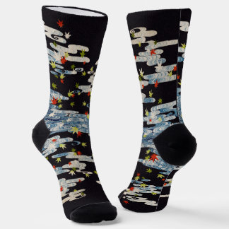 DANCE KIMONO,RUNNING WATER,FALLING LEAVES Floral Socks