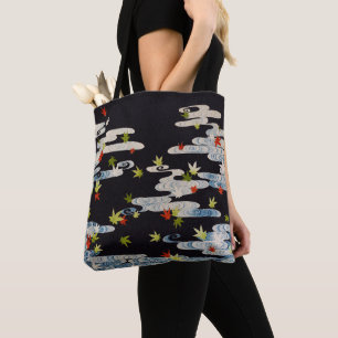 DANCE KIMONO,RUNNING WATER,FALLING LEAVES Floral Tote Bag