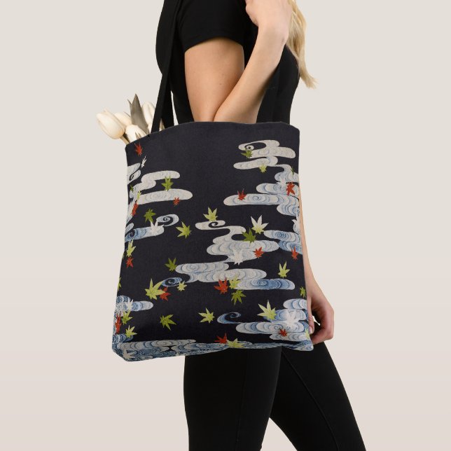 DANCE KIMONO,RUNNING WATER,FALLING LEAVES Floral Tote Bag (Close Up)