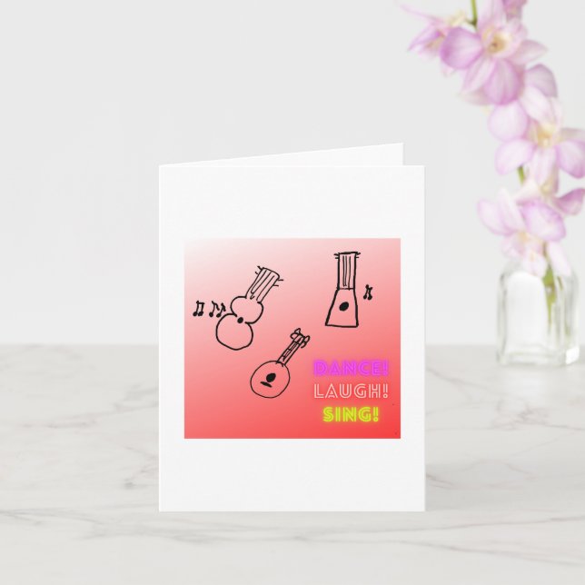 Dance Laugh Sing Ukuleles Blank Card (Orchid)