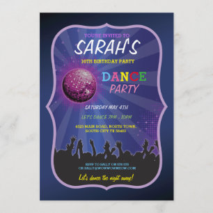 DANCE LET'S GLOW INVITE DISCO BALL BIRTHDAY PARTY