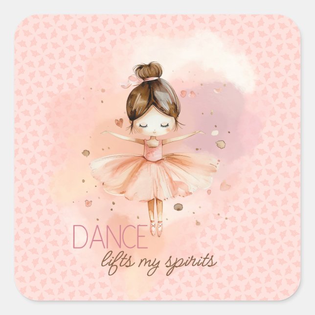 Dance Lifts My Spirits Pink Ballet stickers (Front)