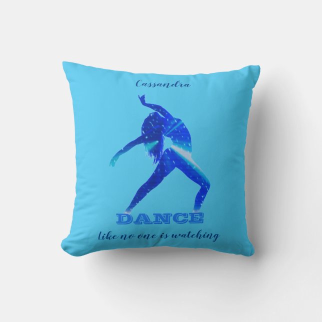 Dance Like no one is Watching Blue Abstract Cushion (Front)