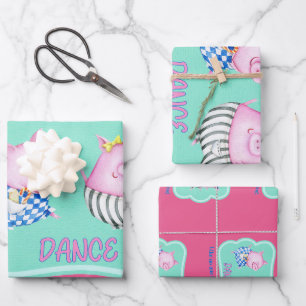 Dance Like No One is Watching Happy Dancing Pigs Wrapping Paper Sheet