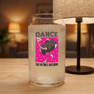 Dance Like No One's Watching Funny Cartoon Ostrich Can Glass