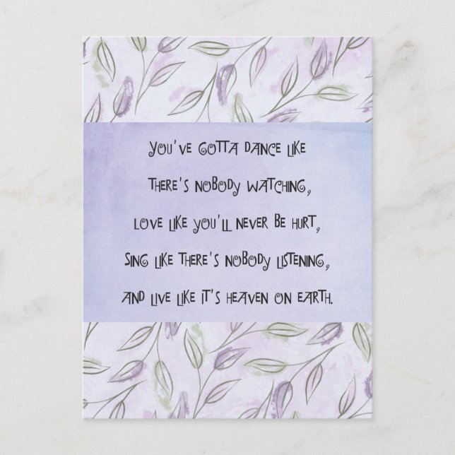 Dance like nobody is watching  postcard (Front)