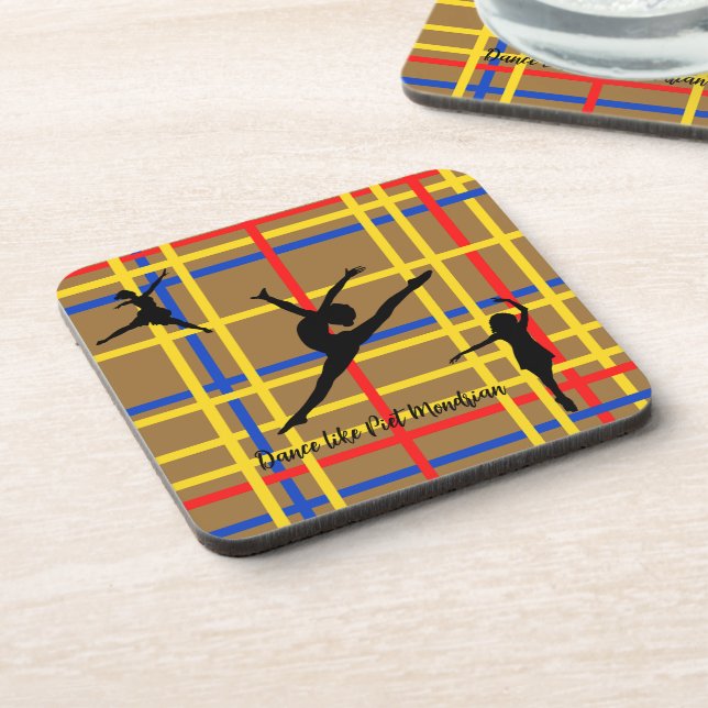 Dance like Piet Mondrian Modern Art  Coaster (Left Side)