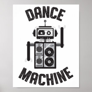 Dance Machine Vintage Retro 80s Robot Poster