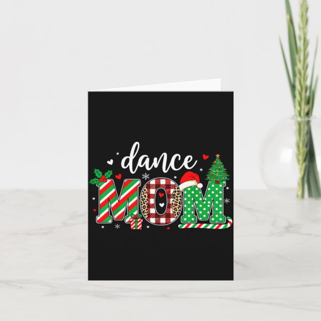 Dance Mom Christmas Buffalo Plaid Leopard Santa Ha Card (Front)