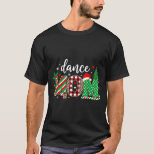 Dance Mom Christmas Buffalo Plaid Leopard Santa Ha T-Shirt