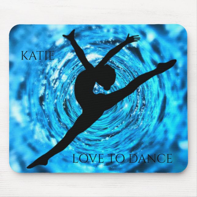 Dance mouse pad with personalised name. (Front)