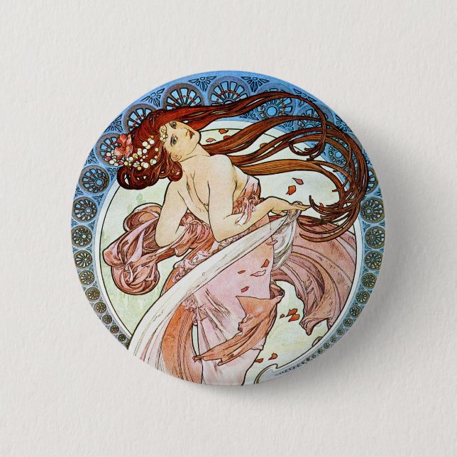 Dance, Mucha 6 Cm Round Badge (Front)