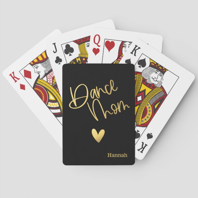 Dance Mum Black and Gold Personalised Playing Cards (Back)