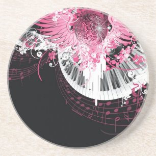 Dance Music Disco Ball Piano Music Notes Coasters