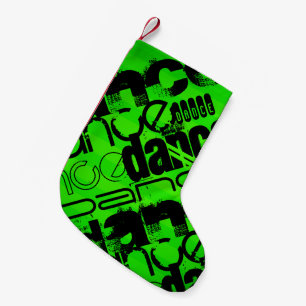 Dance; Neon Green Stripes Small Christmas Stocking