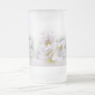 dance of flowers frosted glass beer mug