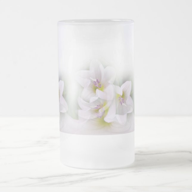 dance of flowers frosted glass beer mug (Center)
