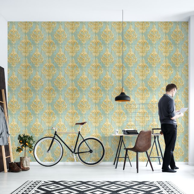 Dance of Grecas and Green Wallpaper (Living Room)
