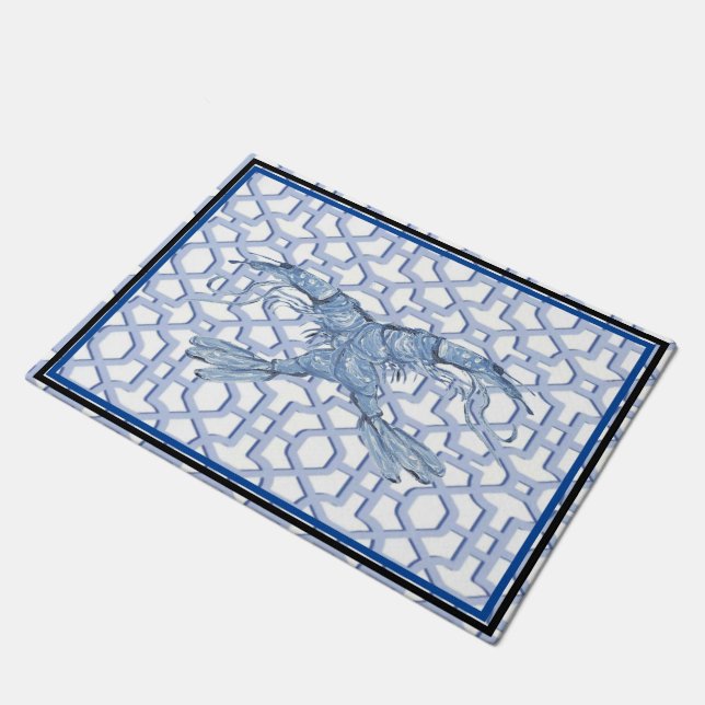 Dance of the Blue Shrimp Doormat Mat Rug (Angled)