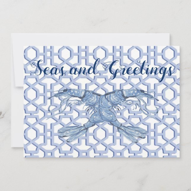 Dance of the Blue Shrimp Invitations Greeting Card (Front)