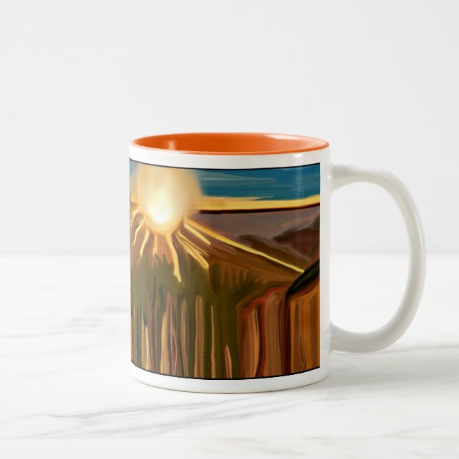Dance of The Cacti Abstract Art Two-Tone Coffee Mug (Right)